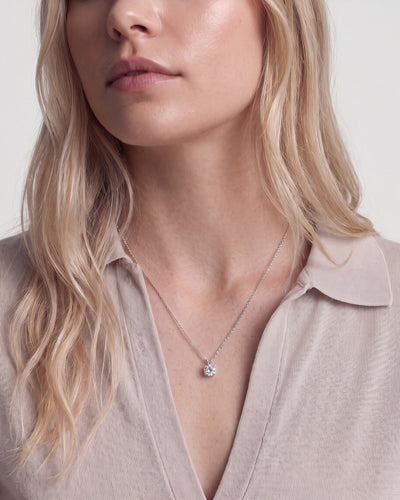 Como Round White Sapphire Pendant Necklace