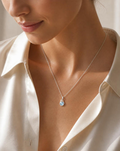 Mayfair Aquamarine Twist Pendant Necklace