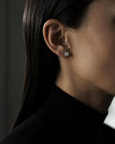 Como Round White Sapphire Stud Earrings