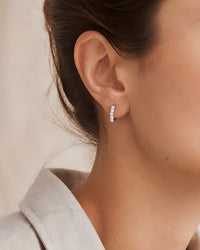 Capri Round White Sapphire Huggie Earrings - Image 3
