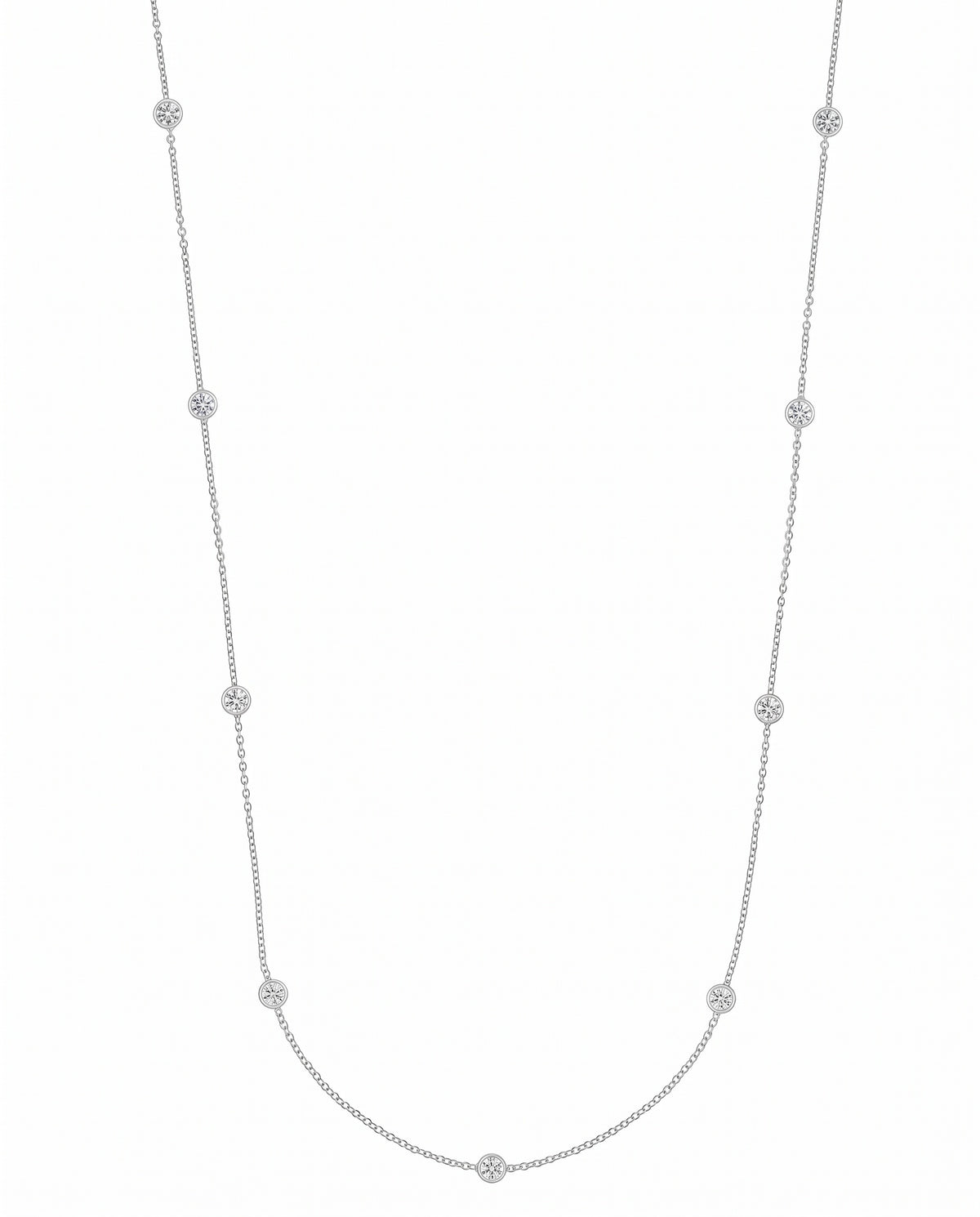 Monaco Round White Sapphire Strand Necklace (18 in.) - Image 1