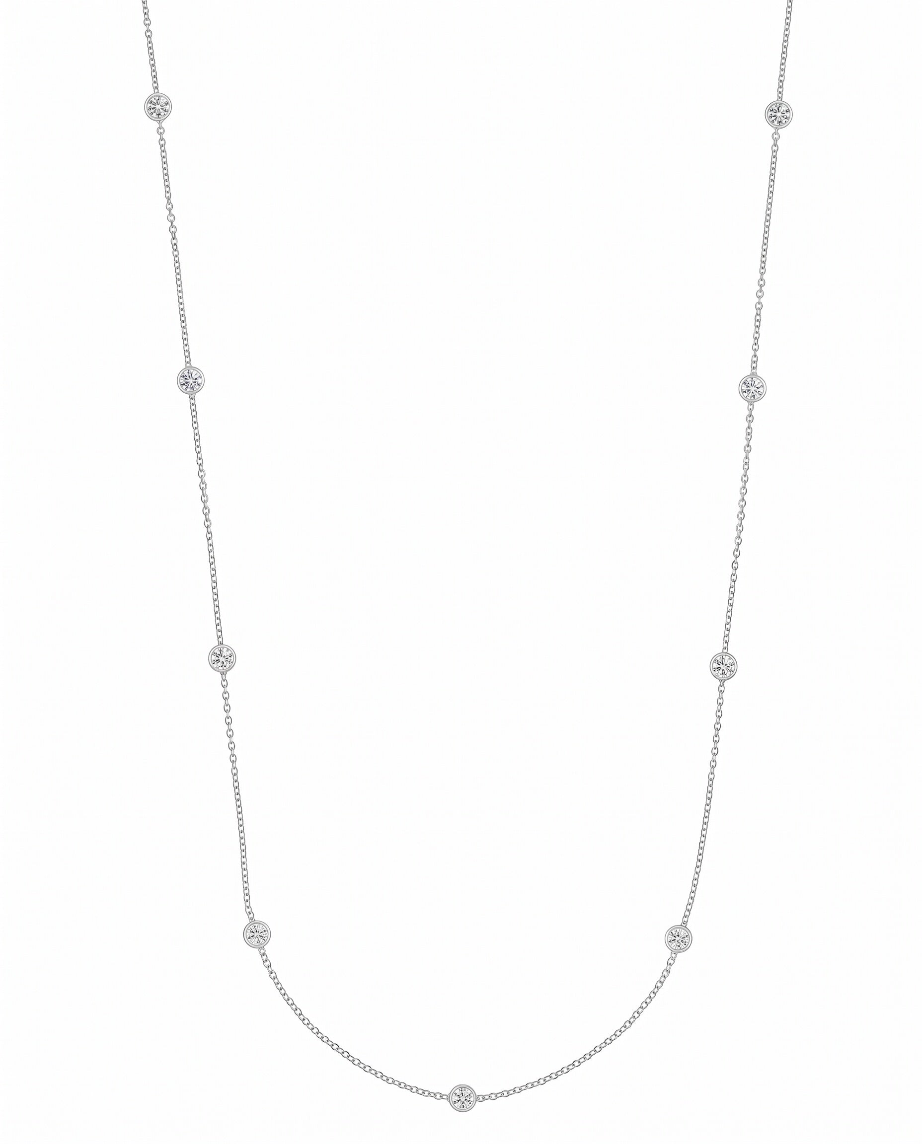 Monaco Round White Sapphire Strand Necklace (18 in.) - Image 1