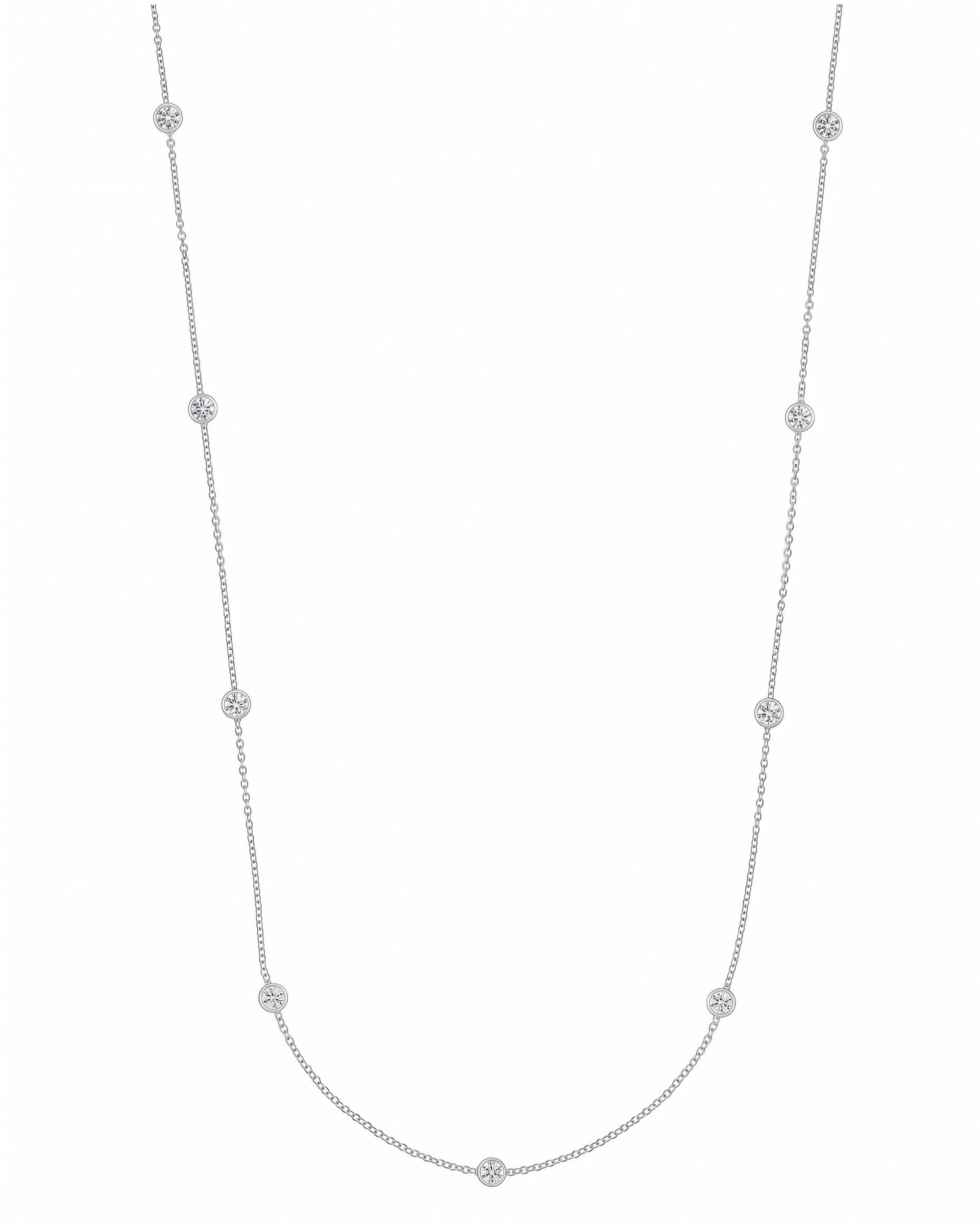 Monaco Round White Sapphire Strand Necklace (18 in.) - Image 1