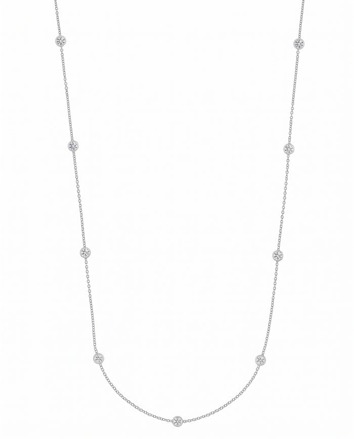 Monaco Round White Sapphire Strand Necklace (18 in.) - Image 1