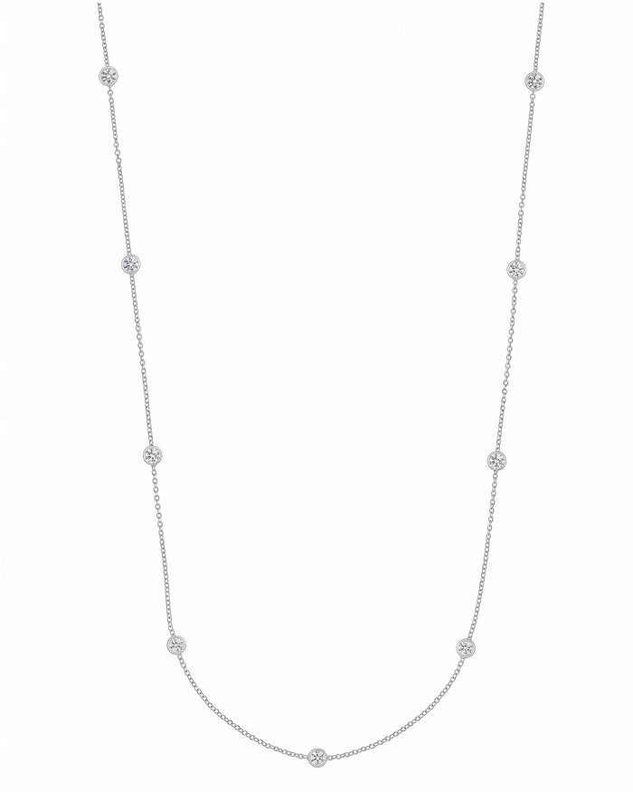 Monaco Round White Sapphire Strand Necklace (18 in.) - Image 1