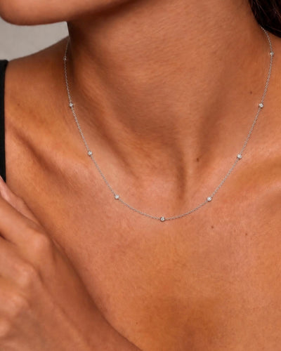 Monaco Round White Sapphire Strand Necklace (18 in.)