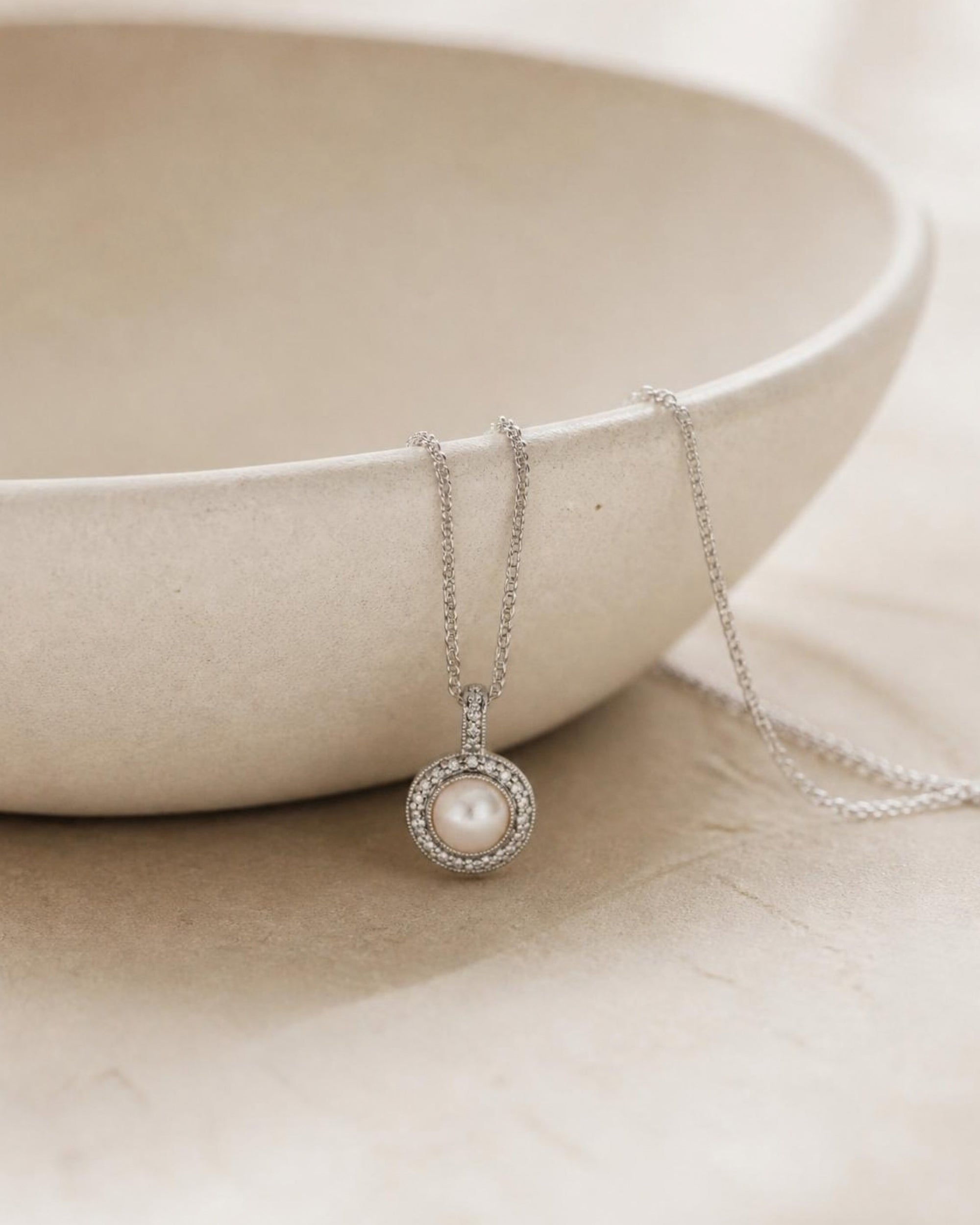 Santorini Pearl Halo Pendant