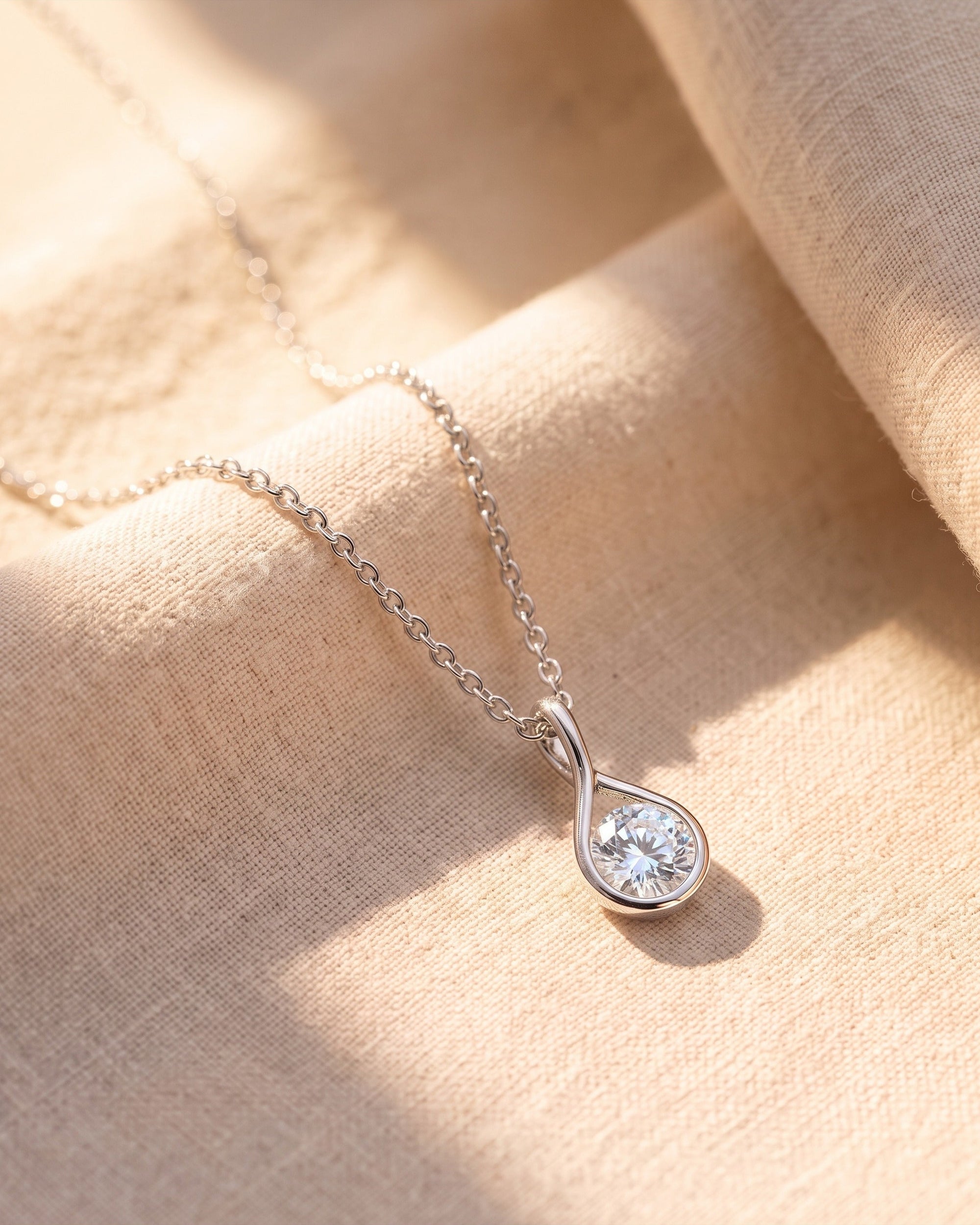 Mayfair White Sapphire Twist Pendant Necklace - Image 4