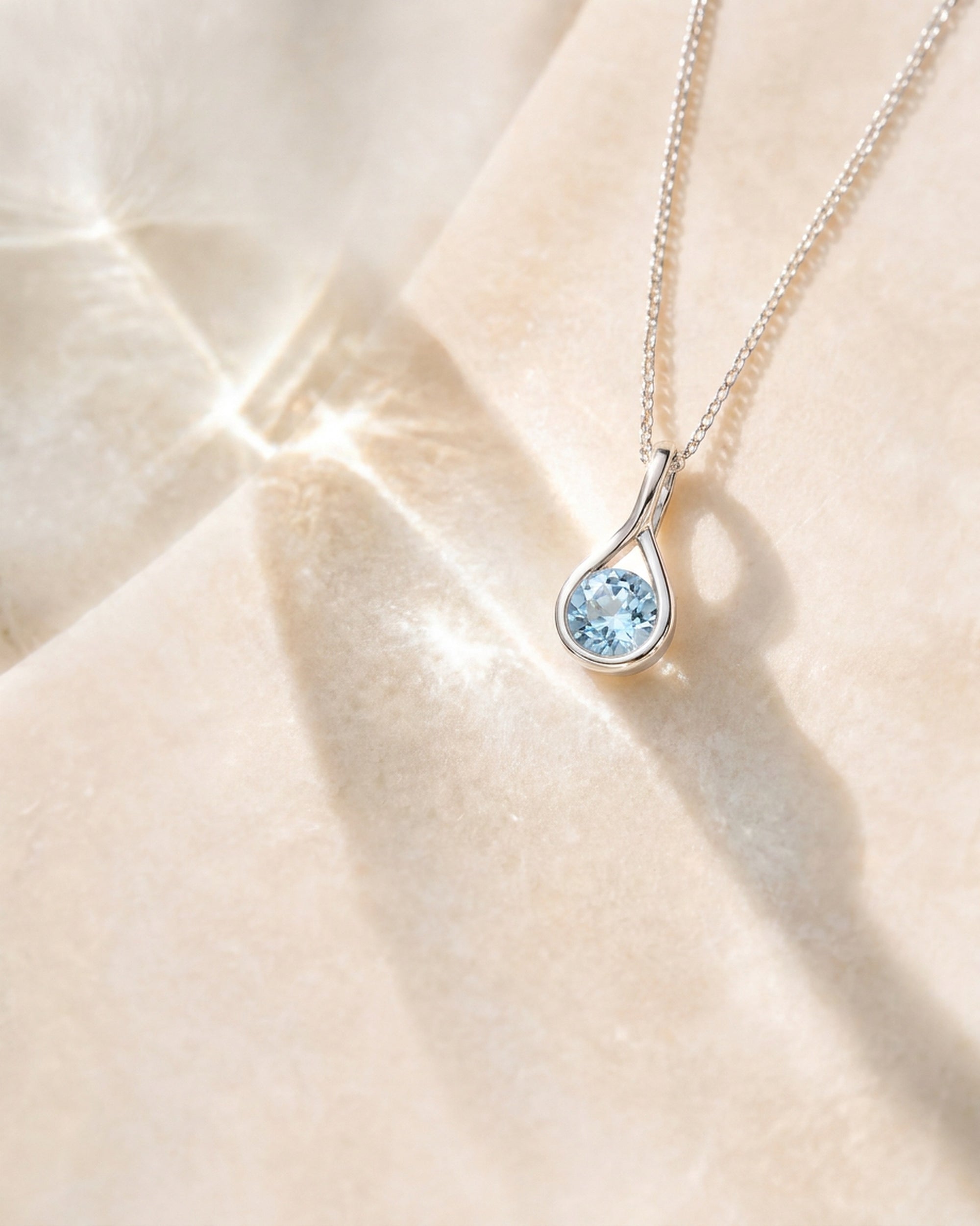 Mayfair Aquamarine Twist Pendant Necklace