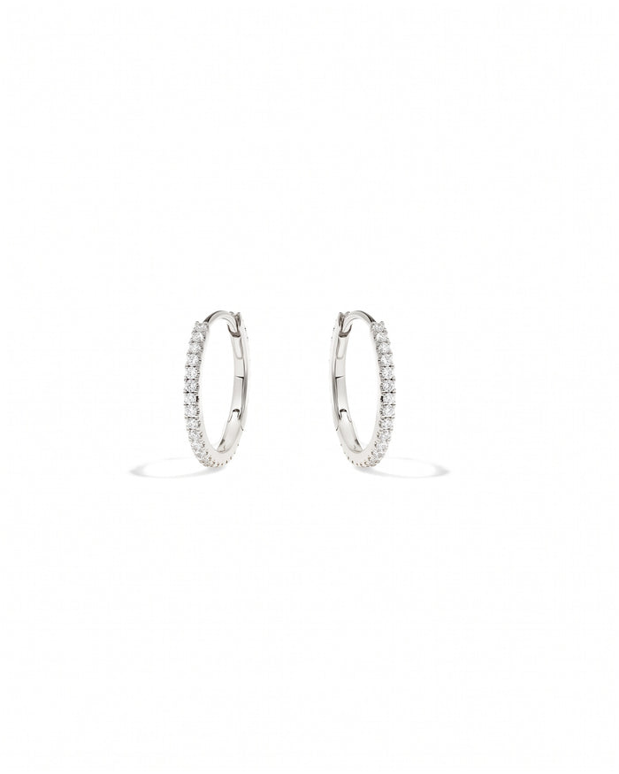 Lisbon Pavé Sapphire No. 2 Midi Hoop Earrings 12mm Sterling Silver