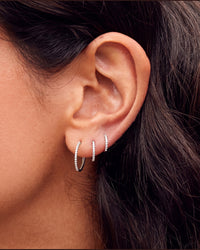 Lisbon Pavé Sapphire No. 2 Midi Hoop Earrings 12mm Sterling Silver