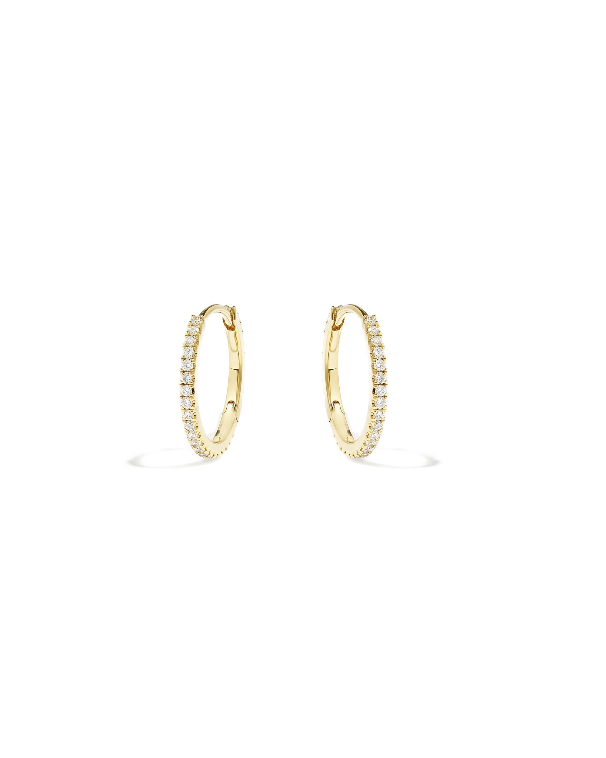 Lisbon Pavé Sapphire No. 2 Midi Hoop Earrings 12mm in 18k Gold Vermeil
