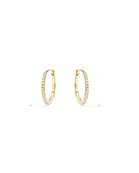 Lisbon Pavé Sapphire No. 2 Midi Hoop Earrings 12mm in 18k Gold Vermeil