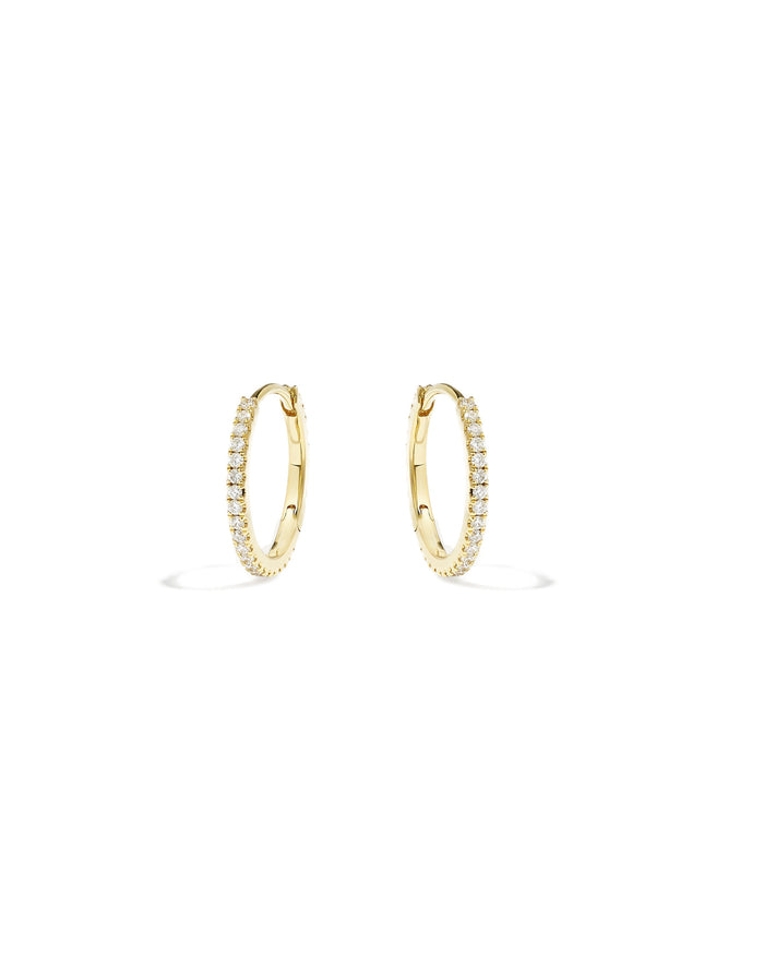 Lisbon Pavé Sapphire No. 2 Midi Hoop Earrings 12mm in 18k Gold Vermeil