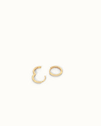 Lisbon Pavé Sapphire No. 2 Midi Hoop Earrings 12mm in 18k Gold Vermeil
