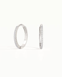 Lisbon Pavé Sapphire No. 3 Grande Hoop Earrings 15mm Sterling Silver