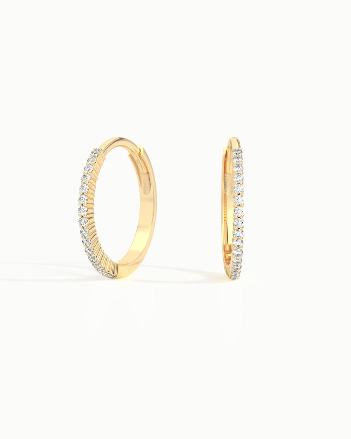 Lisbon Pavé Sapphire No. 3 Grande Hoop Earrings 15mm in 18k Gold Vermeil
