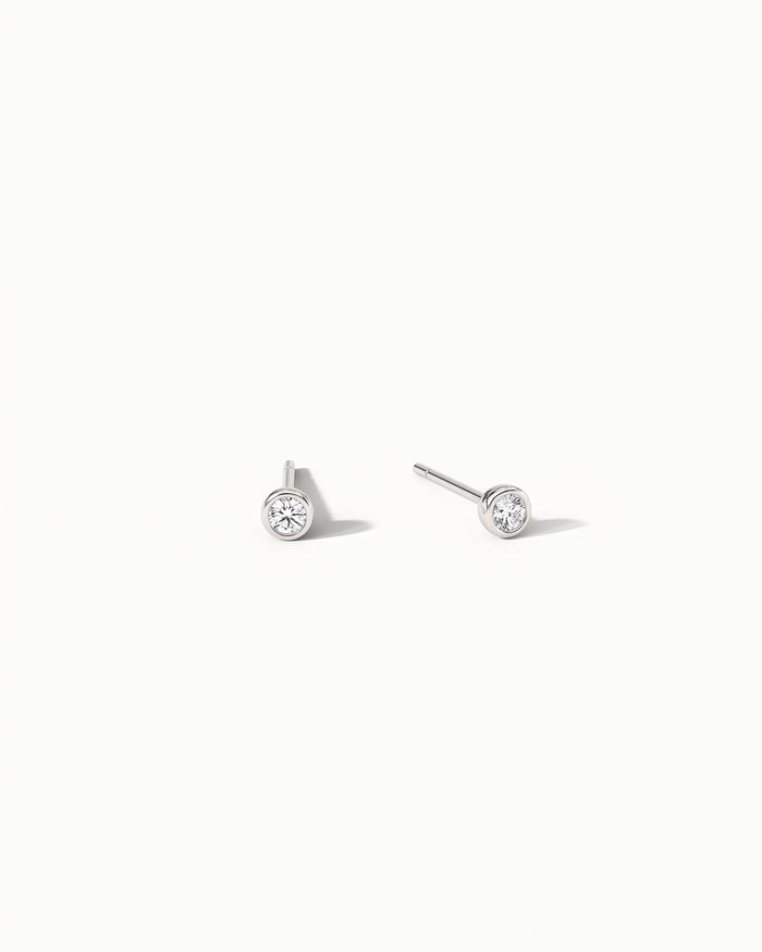 Soleil No. 2 Lab Grown Sapphire Mini Stud Earrings Sterling Silver