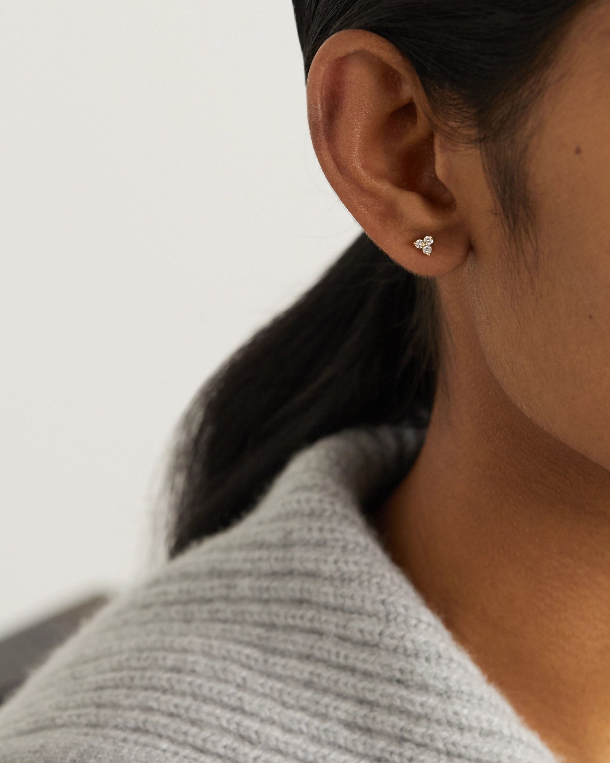Trieste Trio Lab Grown Sapphire Stud Earrings Vermeil