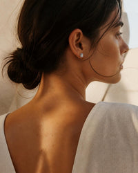 Louvre Emerald Cut White Sapphire Stud Earrings