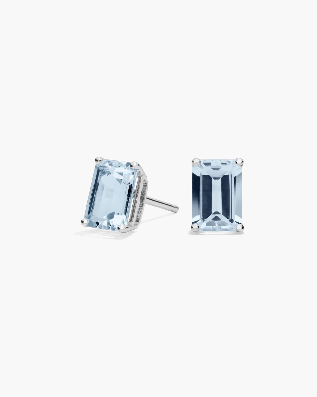 Louvre Emerald Cut Aquamarine Stud Earrings - Image 1