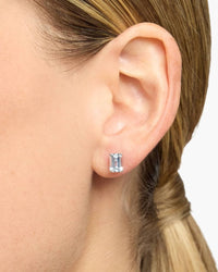 Louvre Emerald Cut Aquamarine Stud Earrings - Image 3