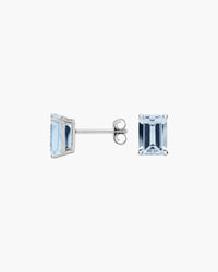 Louvre Emerald Cut Aquamarine Stud Earrings - Image 4