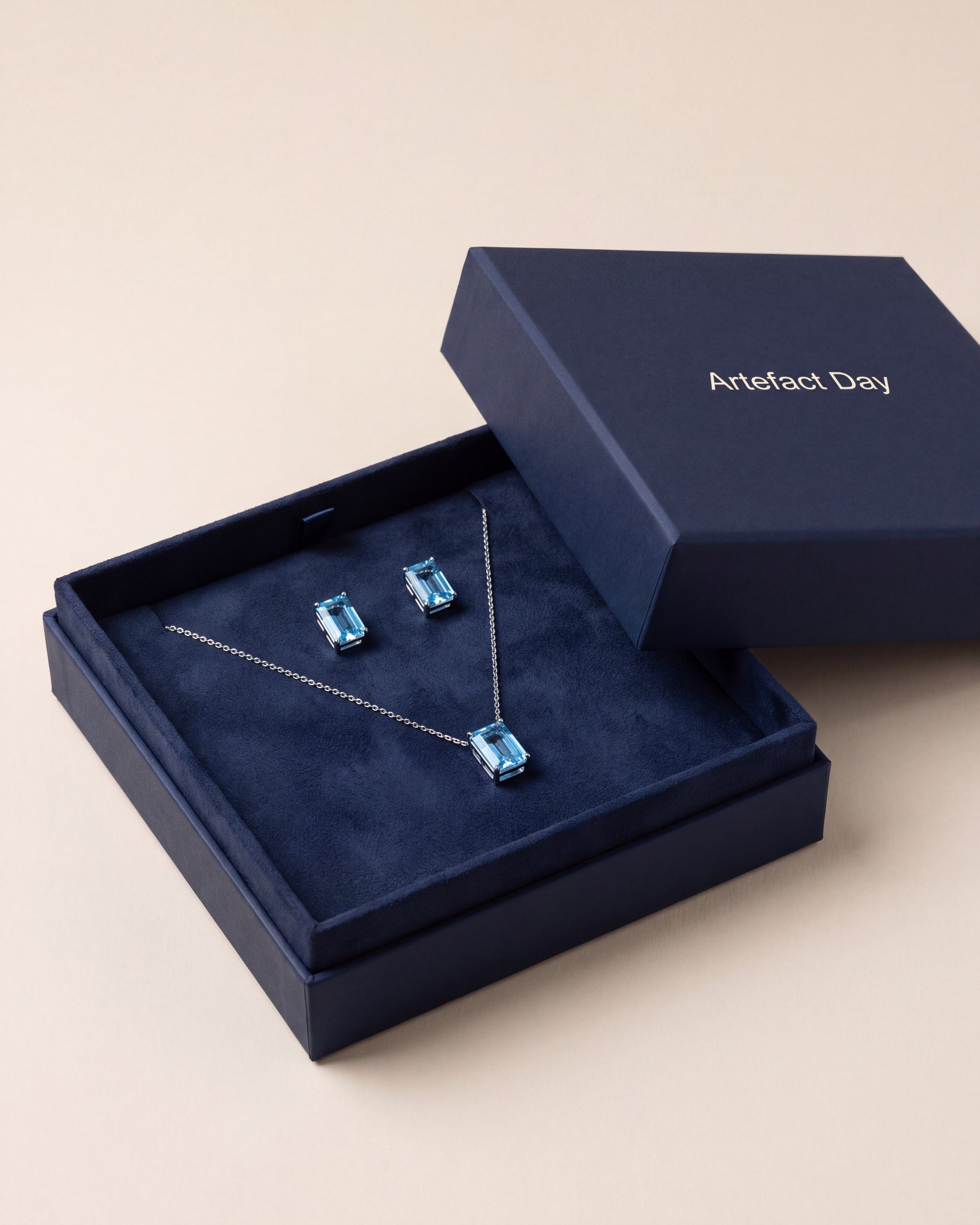 Louvre Emerald Cut Aquamarine Stud Earrings