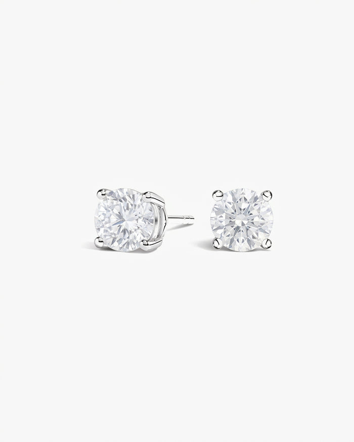 Como Round White Sapphire Stud Earrings in sterling silver
