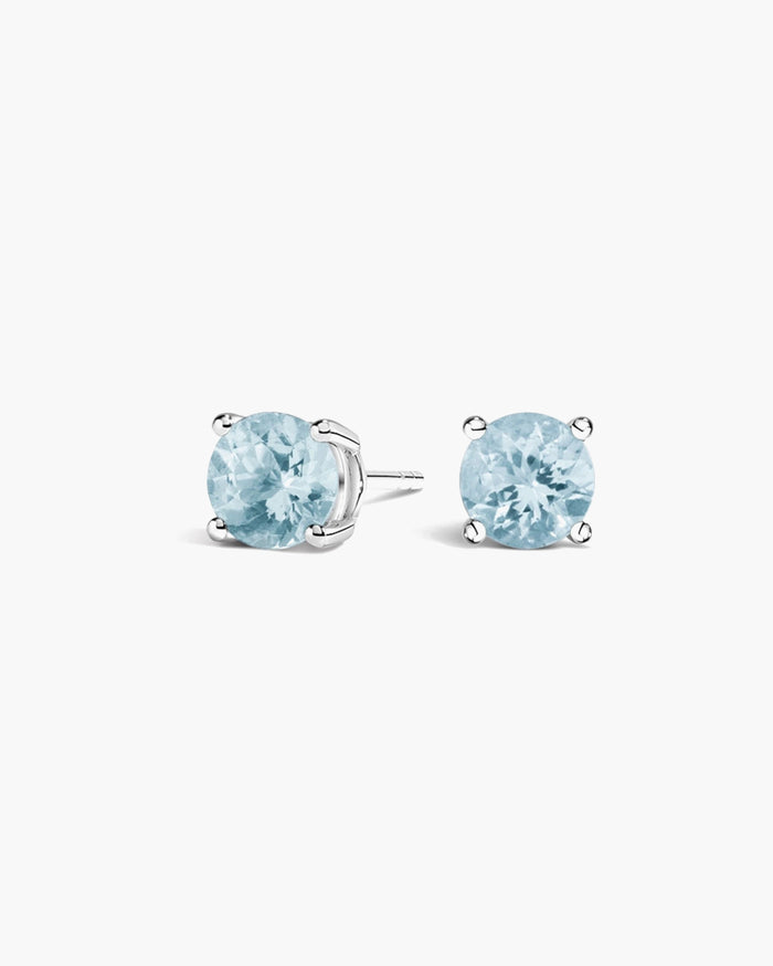 Como Round Aquamarine Stud Earrings - Image 1