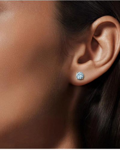 Como Round Aquamarine Stud Earrings