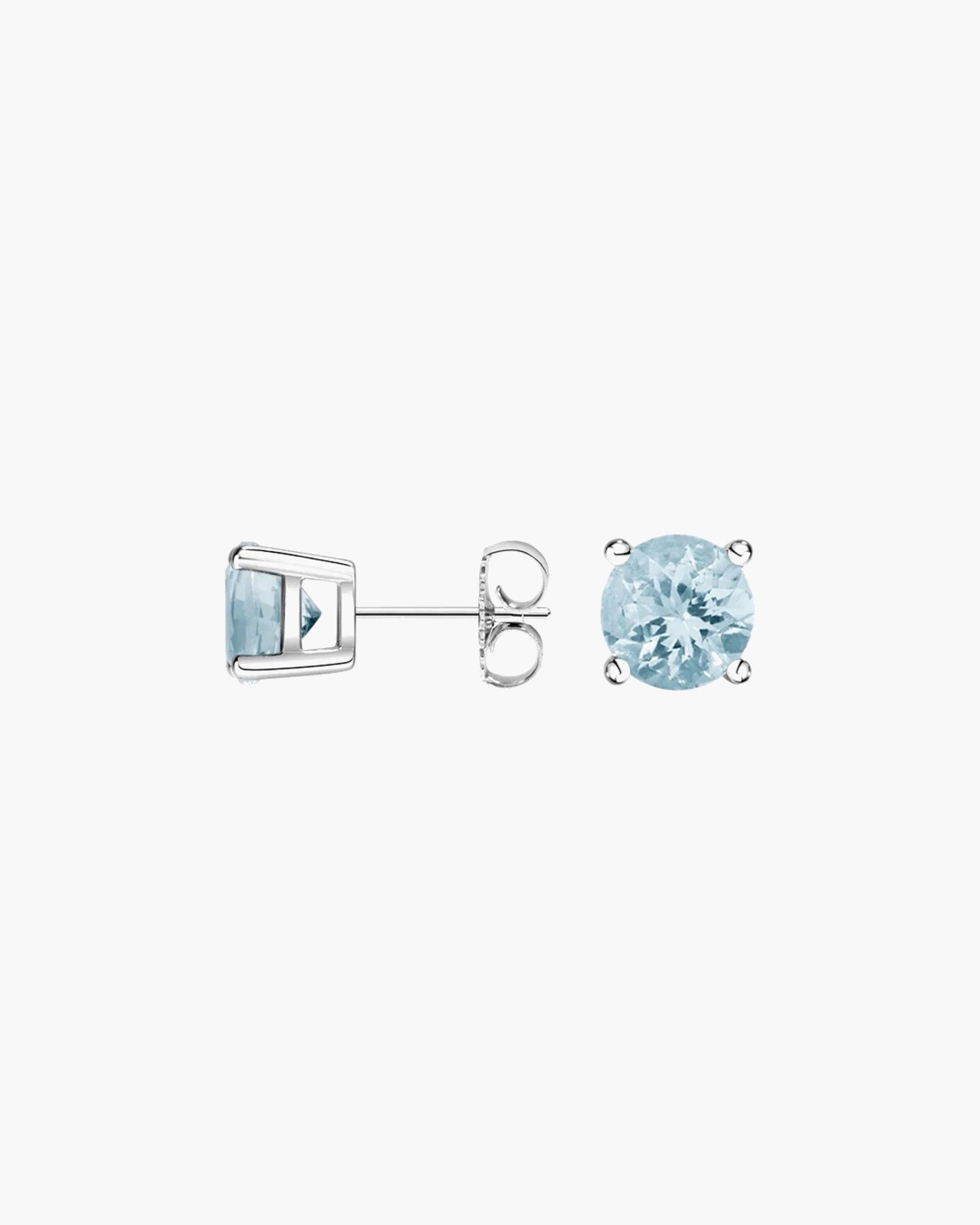 Como Round Aquamarine Stud Earrings - Image 4