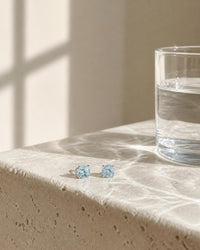 Como Round Aquamarine Stud Earrings