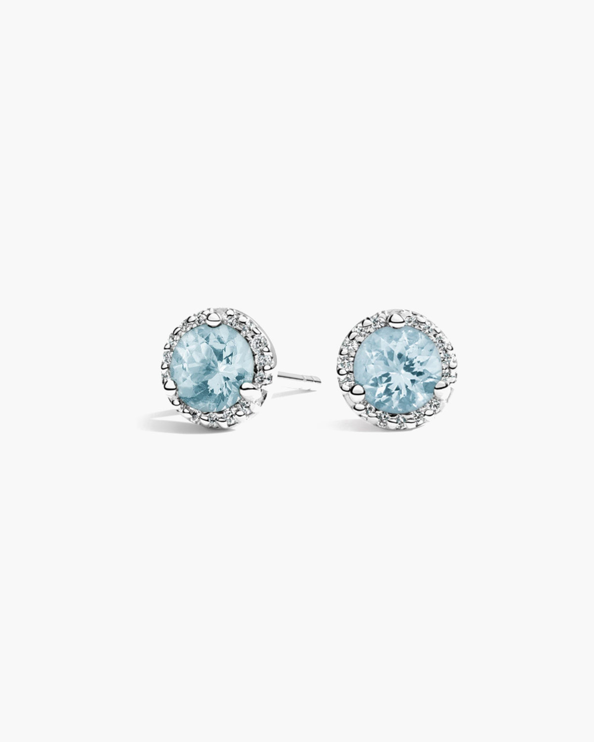 Roma Round Aquamarine Halo Earrings - Image 1
