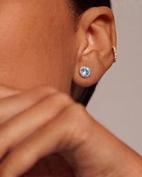 Roma Round Aquamarine Halo Earrings - Image 2