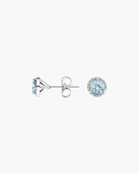 Roma Round Aquamarine Halo Earrings - Image 3