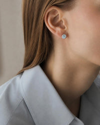 Roma Round Aquamarine Halo Earrings