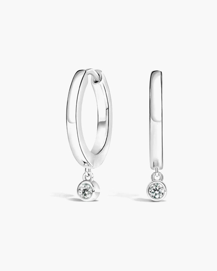Monaco White Sapphire Drop Huggie Earrings - Image 1