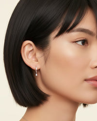 Monaco White Sapphire Drop Huggie Earrings - Image 5