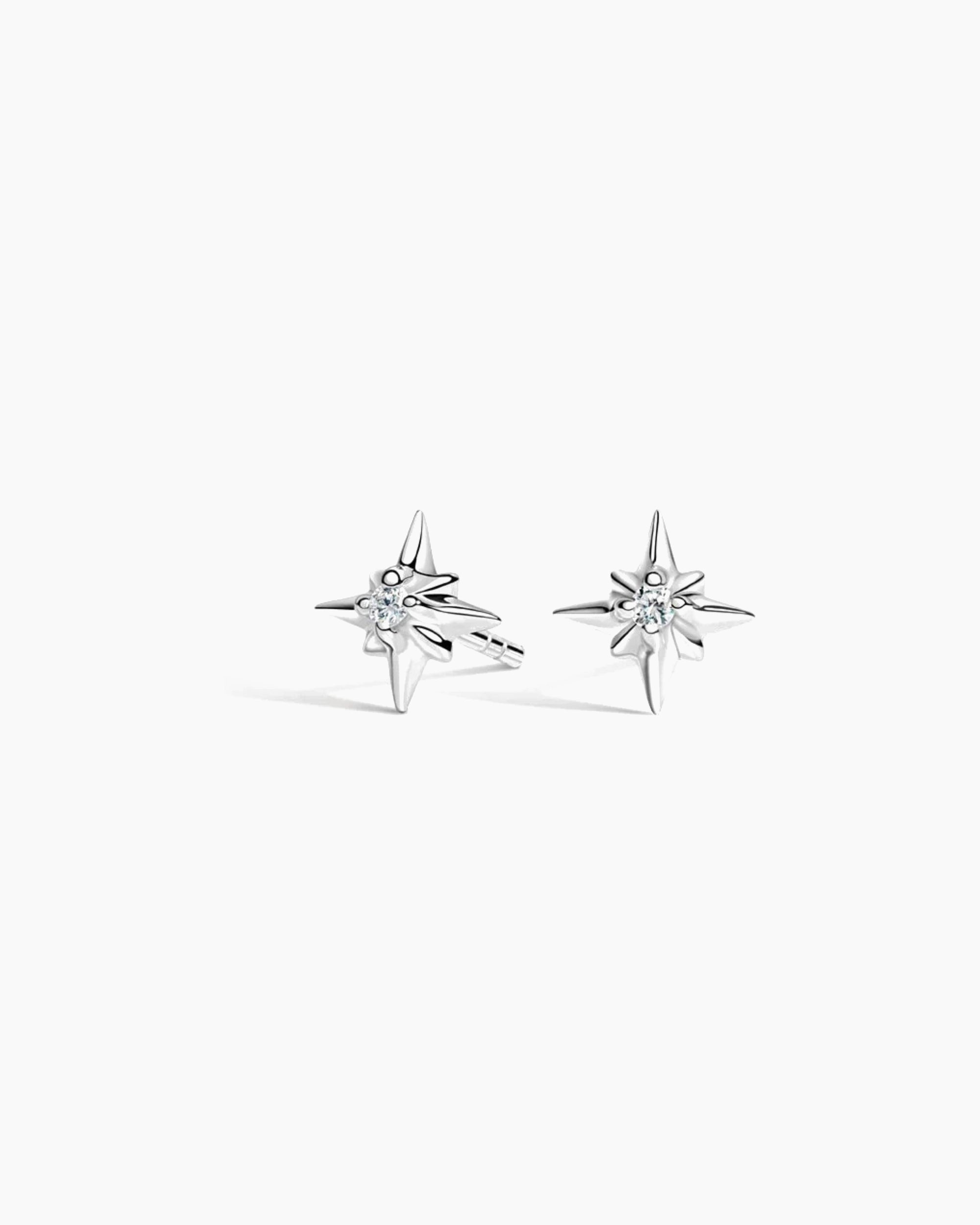 Aspen White Sapphire Star Earrings - Image 1