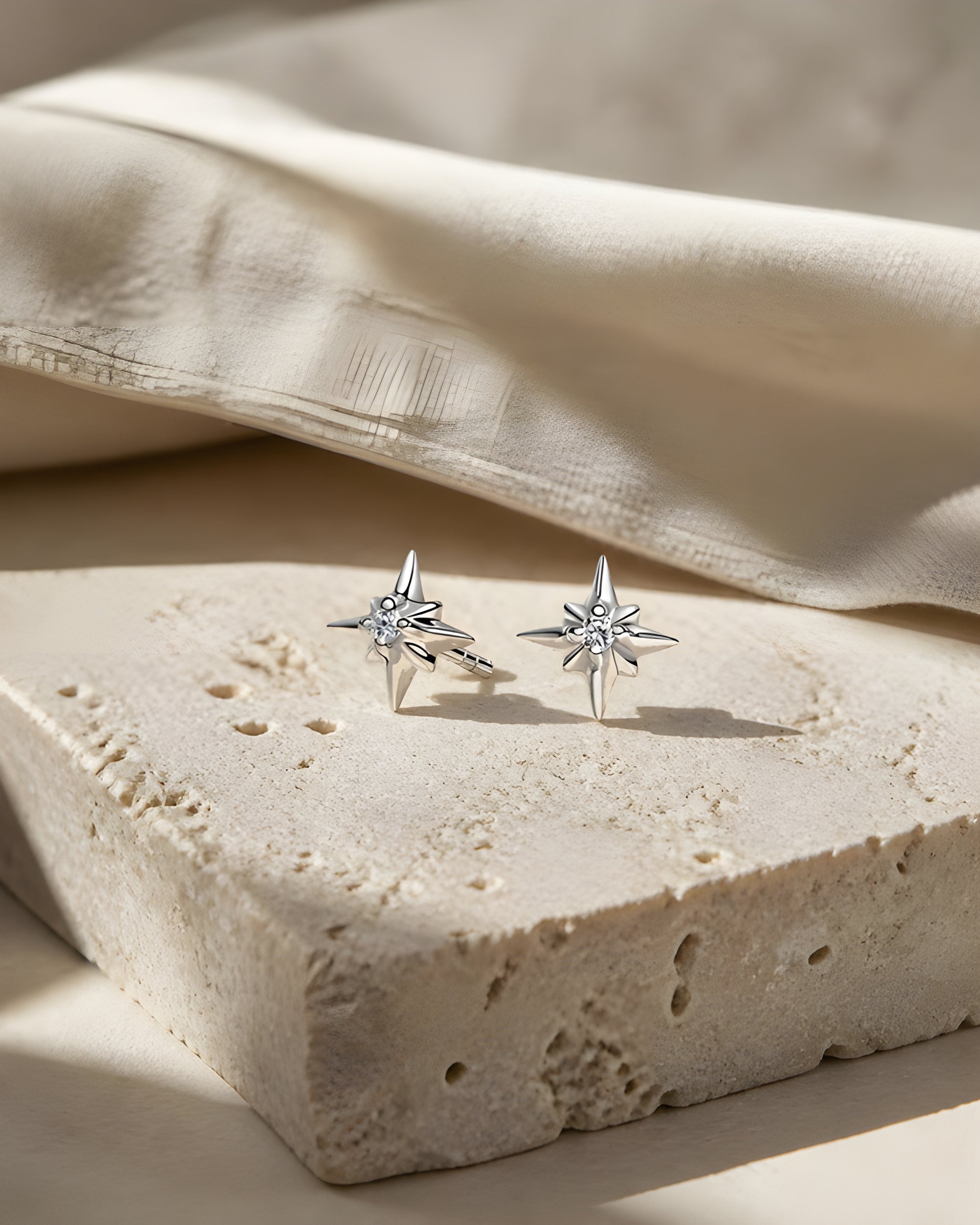 Aspen White Sapphire Star Earrings