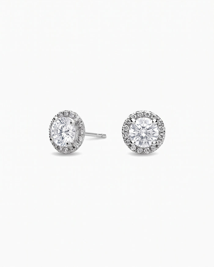 Marrakesh Round White Sapphire Micropavé Stud Earrings - Image 1