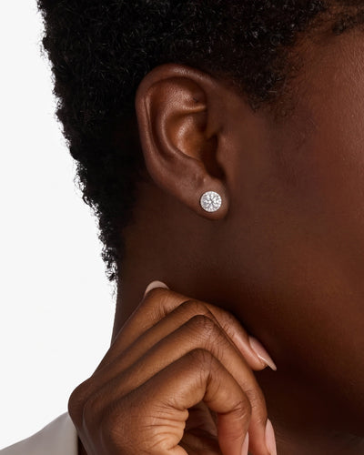 Marrakesh Round White Sapphire Micropavé Stud Earrings
