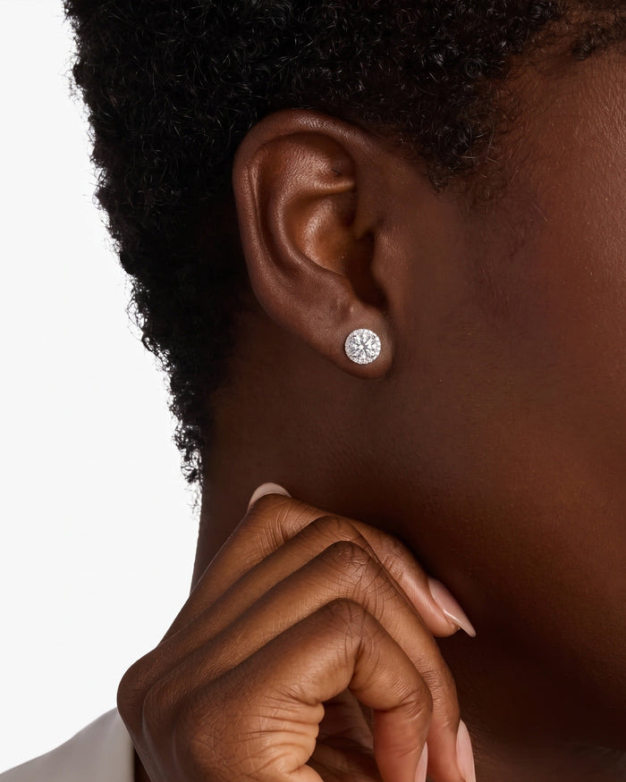 Marrakesh Round White Sapphire Micropavé Stud Earrings - Image 2