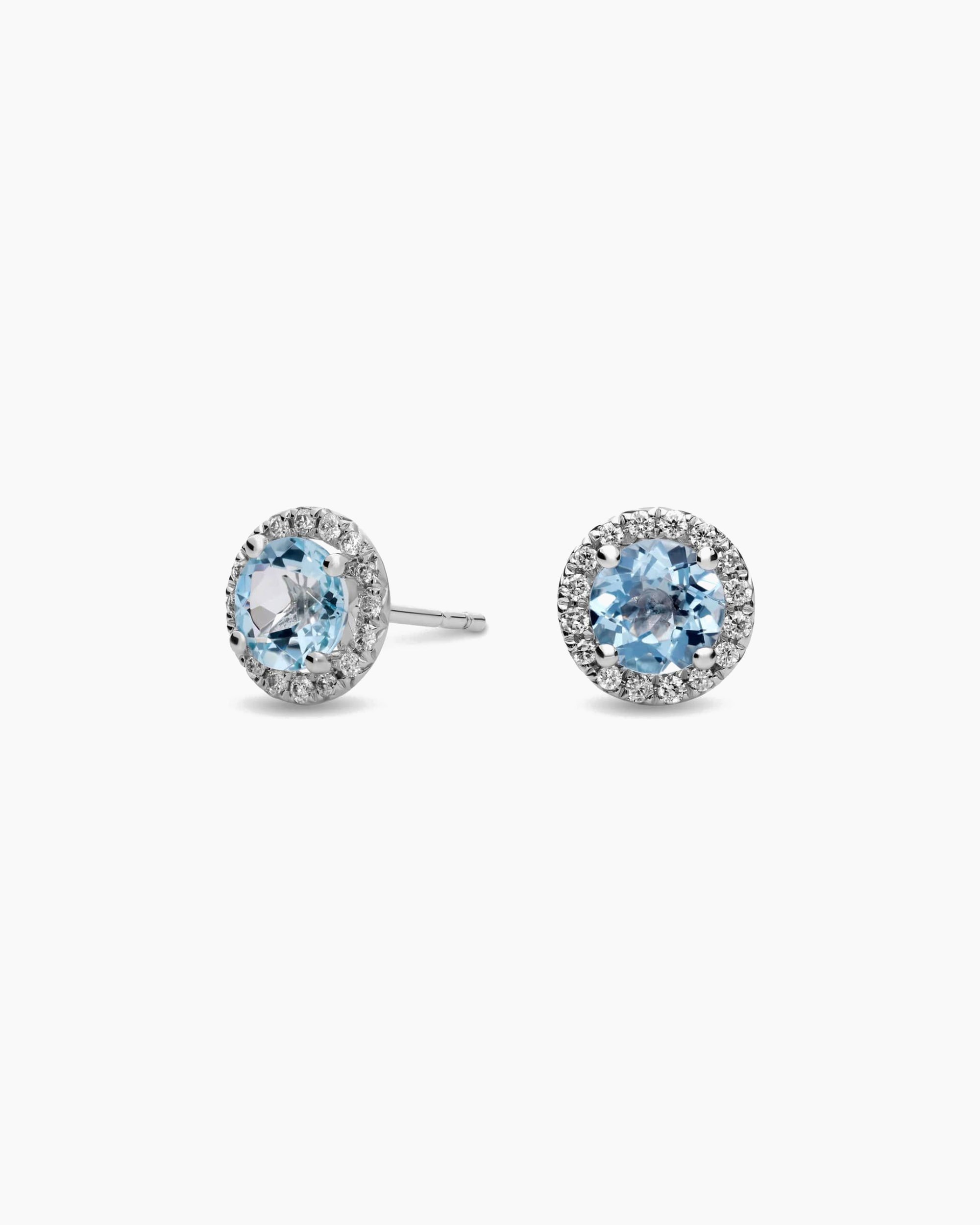 Marrakesh Round Aquamarine Micropavé Stud Earrings - Image 1