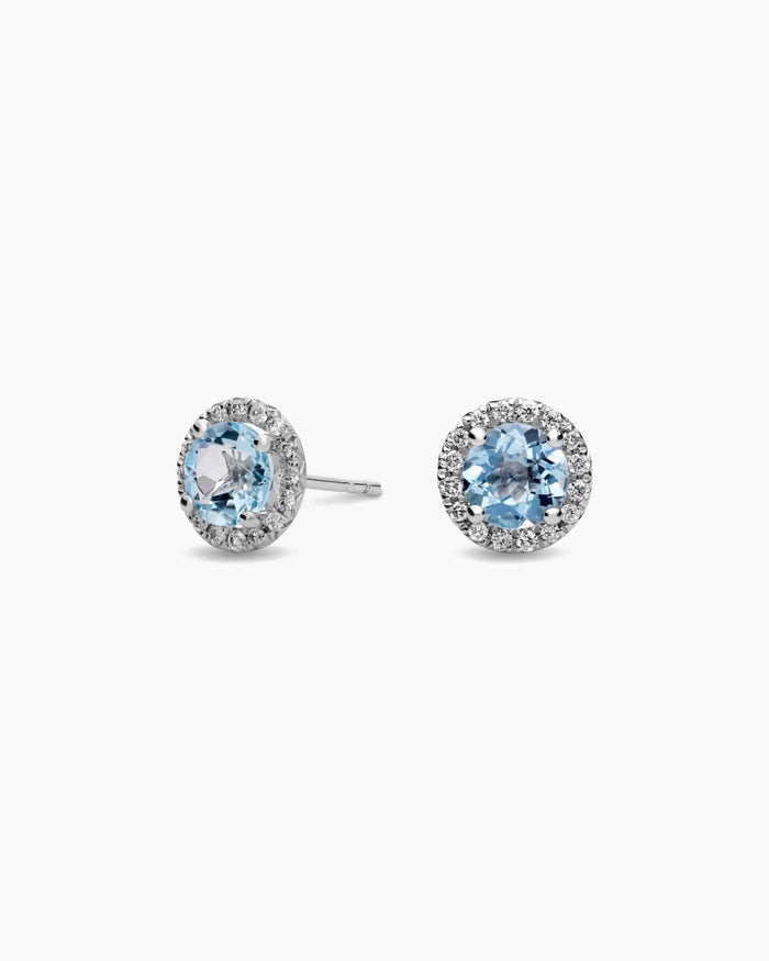 Marrakesh Round Aquamarine Micropavé Stud Earrings - Image 1