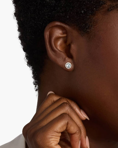 Marrakesh Round Aquamarine Micropavé Stud Earrings