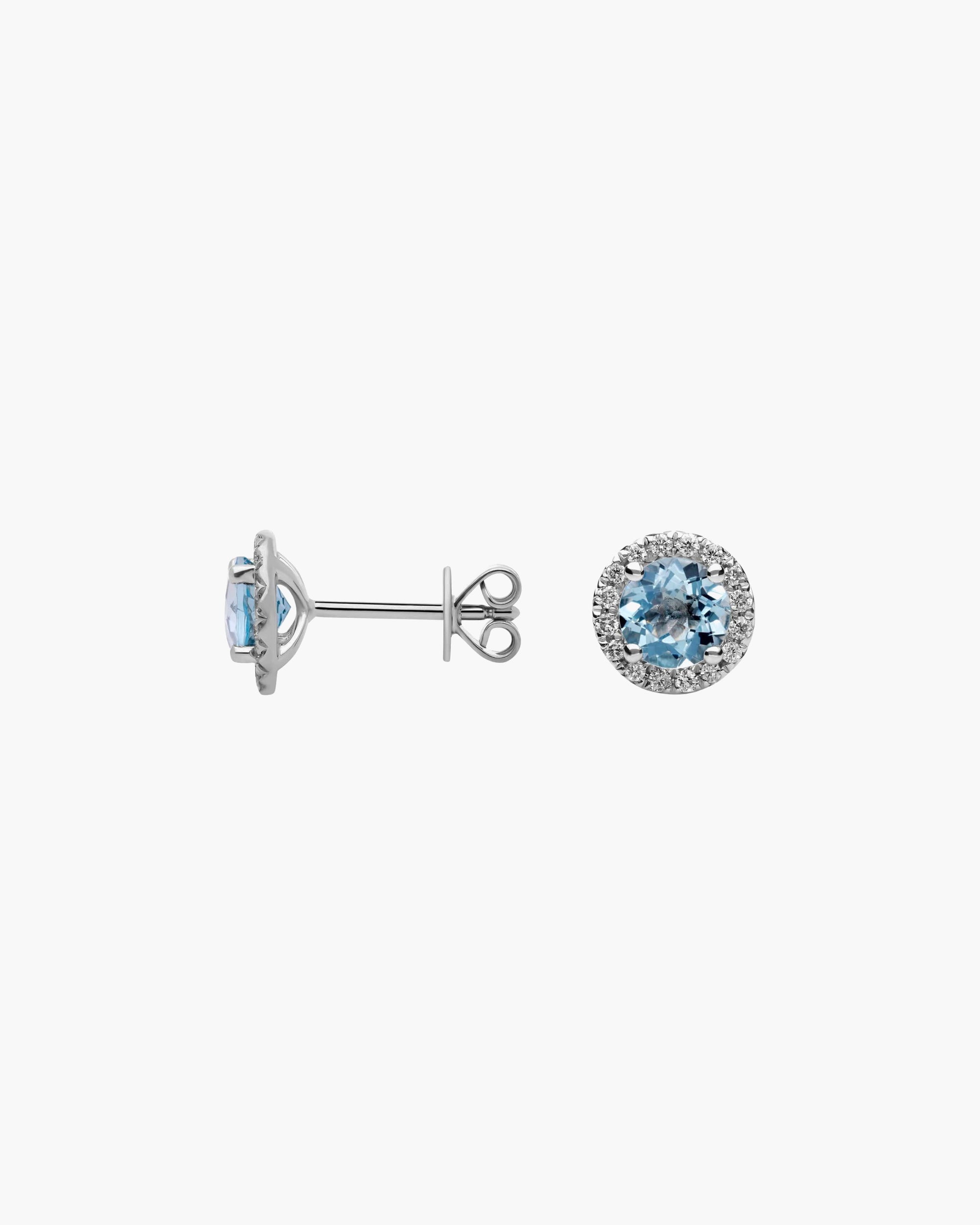 Marrakesh Round Aquamarine Micropavé Stud Earrings - Image 4