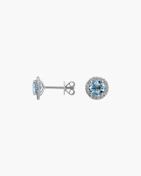 Marrakesh Round Aquamarine Micropavé Stud Earrings - Image 4