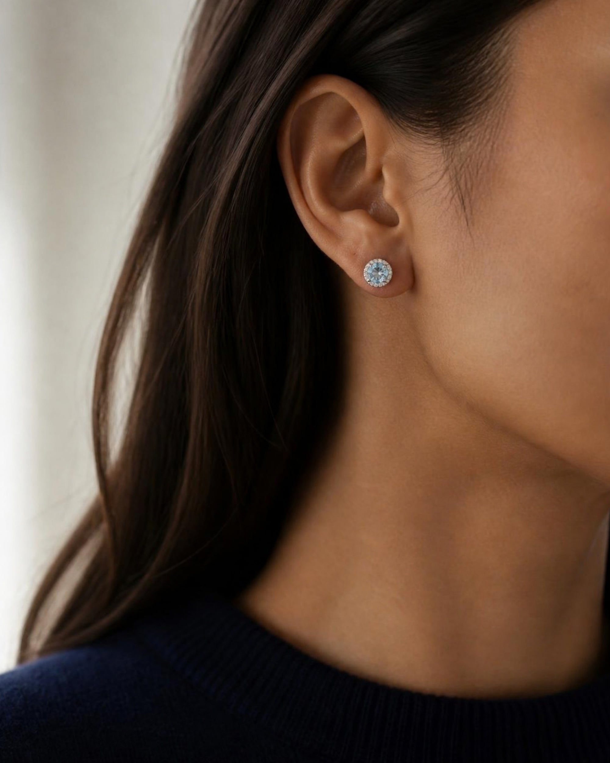 Marrakesh Round Aquamarine Micropavé Stud Earrings